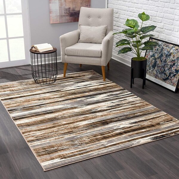 Homeroots 5 x 8 ft. Beige Rustic Strokes Area Rug 393993 - main